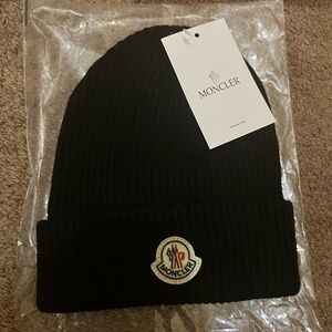 Moncler Black Ribbed Knit Beanie